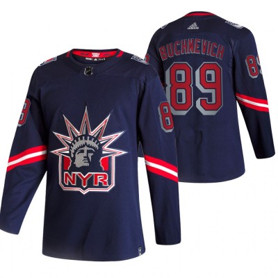 New York New York Rangers #89 Pavel Buchnevich Navy Men's Adidas 2020-21 Reverse Retro Alternate NHL Jersey